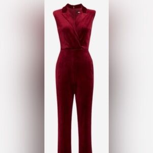BRAND NEW! Express Deep Red Velvet Jumpsuit